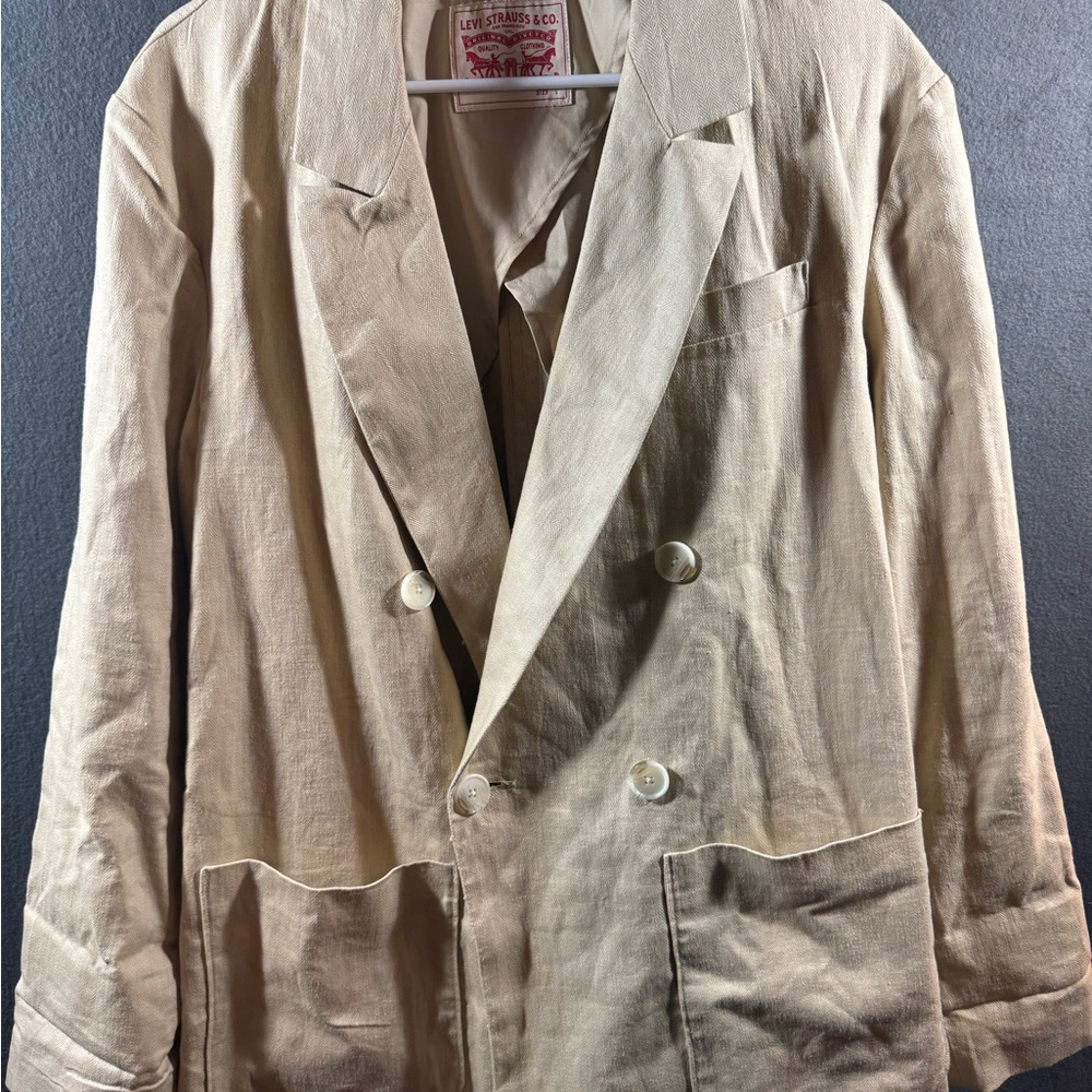 Levi women linen blazer large tan‎ neutral minimalist coastal capsule wardrobe